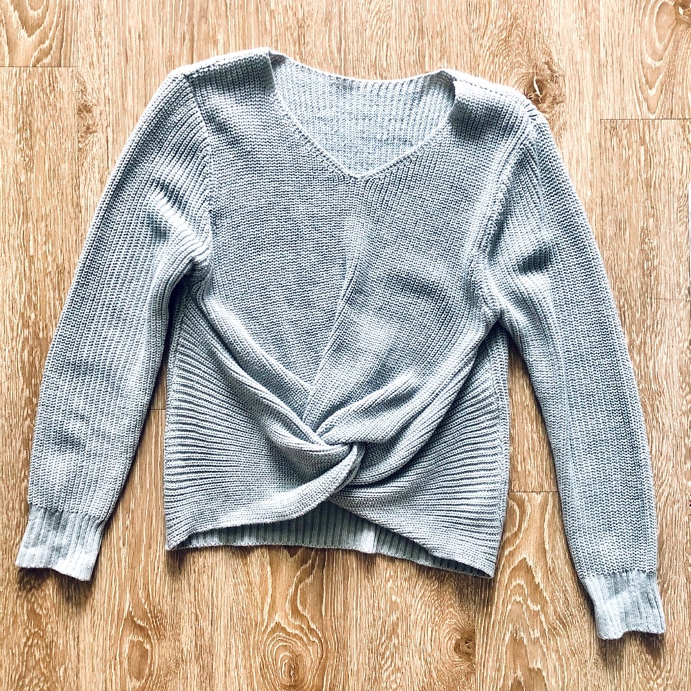 Grey knit twist sweater *reversible!*